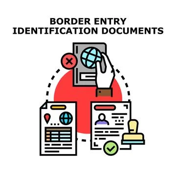 Border entry identification documents processing Ilustração Stock