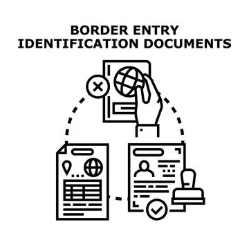 Border entry identification documents processing Stock Illustration