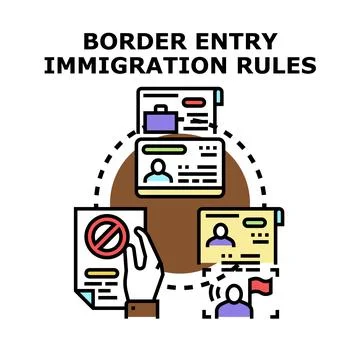 Border entry immigration rules allowing travel Stock Illustration