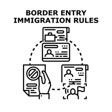 Border entry immigration rules allowing travel Stock Illustration