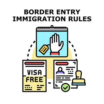 Border entry immigration rules concept illustration Stock Illustration