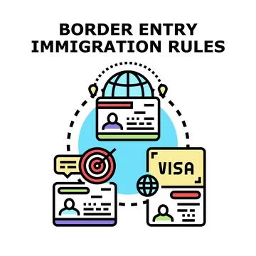 Border entry immigration rules concept vector illustration Ilustração Stock