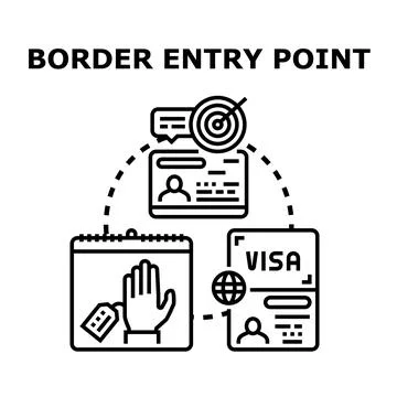 Border entry point access permission illustration Stock Illustration