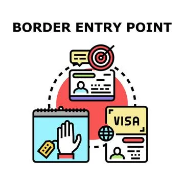 Border entry point access permission illustration Stock Illustration