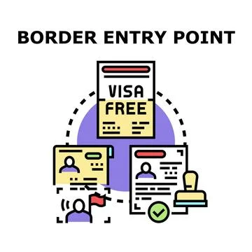 Border entry point passing concept with passport identity document Stock Illustration