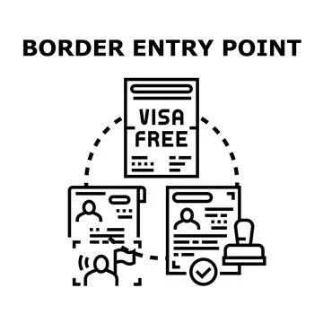 Border entry point passing concept with passport identity document Stock Illustration