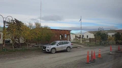 Border Facility Parking with Traffic Cones, Patagonia, Santa Cruz, Argentina 8K Video stock 306491288