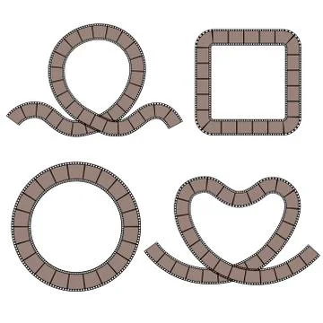 Border from film strips on white background for design. Vintage cinema and ph Stock Illustration