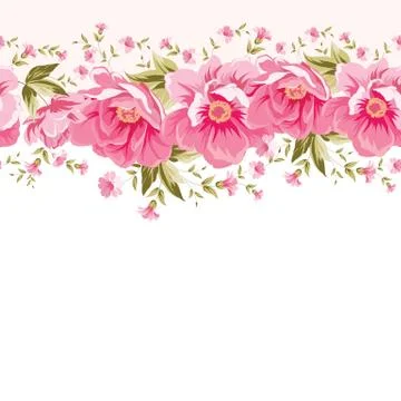 Border of flowers for seamless texture. Textile design Stock Illustration