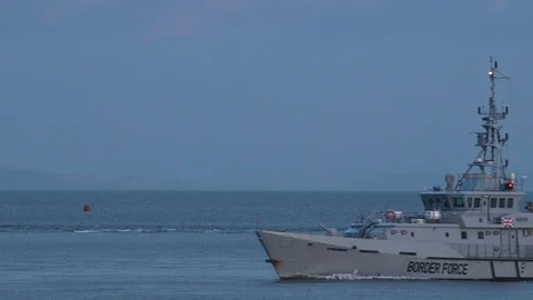 Border force ship close up at sea Stock Footage 92481700