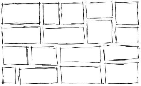 Border frame. Black dirty scribble collection Stock Illustration