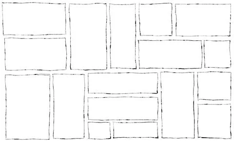 Border frame. Black dirty scribble square Stock Illustration