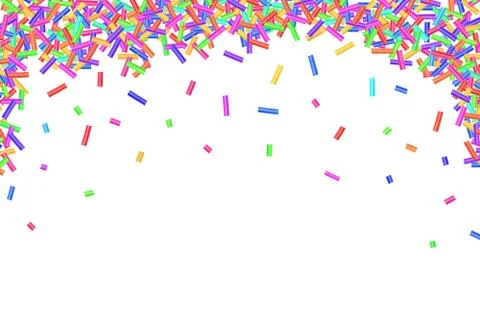 Border frame of colorful sprinkles isolated on white background card for text Stock Illustration