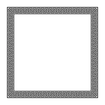 Border frame deco vector art simple line corner. Square Art deco frame. Vintage  Stock Illustration