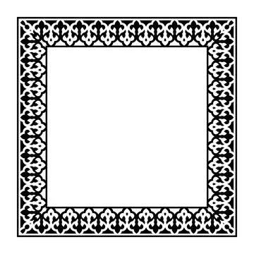 Border frame deco vector label simple line corner antique style acanthus. Orient Stock-Illustration