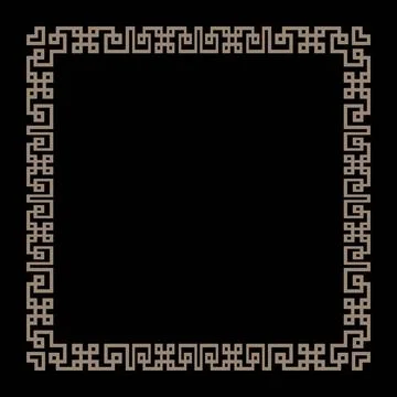 Border frame in greek style. Square Art deco frame. Greek fret or key. Vintage  Illustrazione stock