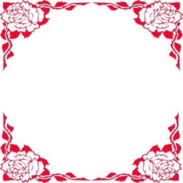 Border frame with red roses on white background. Copy space Stock Illustration
