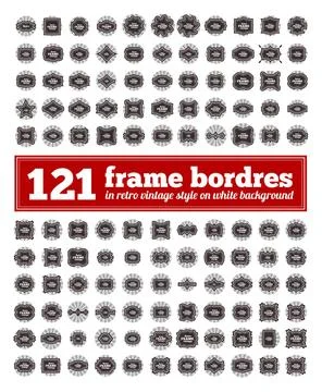 Border Frame Set. 121 frame borders in vintage style. Vector illustration ... 写真素材