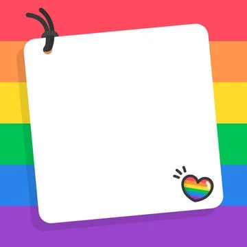 Border frame template for pride month kawaii doodle cartoon vector Stock Illustration