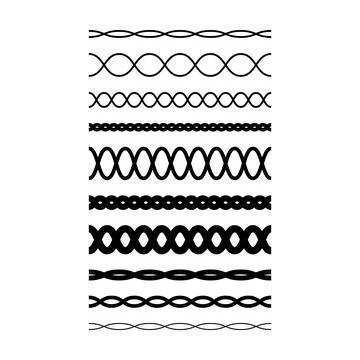 Border frame wavy line divider, geometric shape element, horizontal zigzag .. Stock Illustration