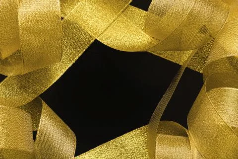 Border from golden ribbon Stock Illustration