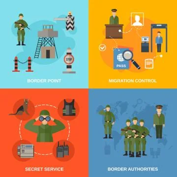 Border Guard Flat Stock Illustration