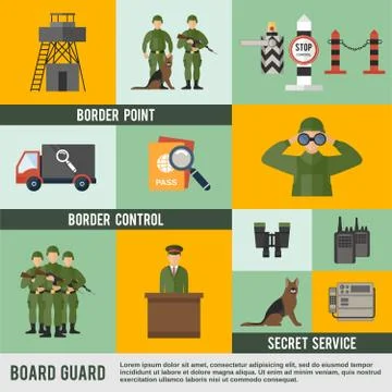 Border Guard Icon Flat 스톡 일러스트