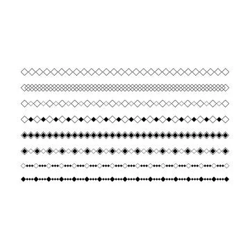 Border icon, rhombus shape divider horizontal line vector for decorative vi.. Stock Illustration