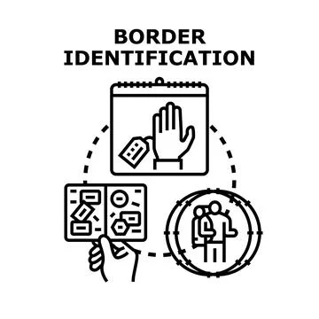 Border identification concept for migrant or traveling document control Stock Illustration