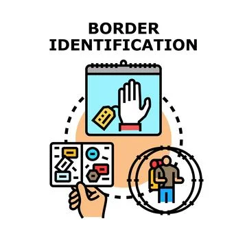 Border identification concept for migrant or traveling document control Stock Illustration