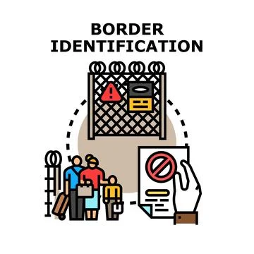 Border identification process restricting human migration movement Stock Illustration