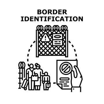 Border identification process restricting human migration movement Stock Illustration
