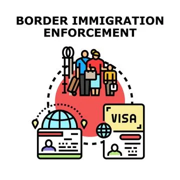 Border immigration enforcement regulating global travel documents イラスト素材