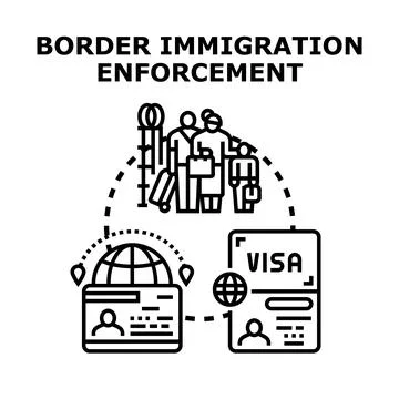 Border immigration enforcement regulating global travel documents Ilustração Stock
