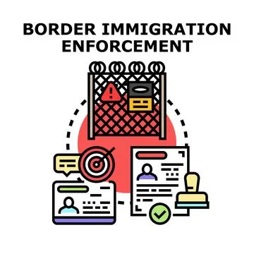 Border immigration enforcement regulating passage and documents Ilustración de archivo