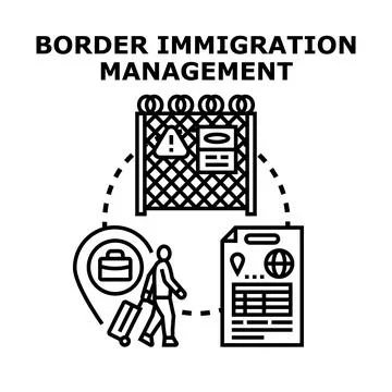 Border immigration management concept for global travel Stock Illustration