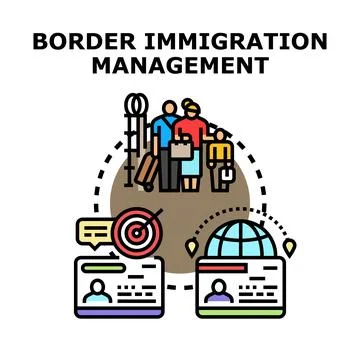 Border immigration management system concept illustration Stock Illustration