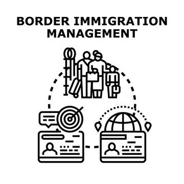 Border immigration management system concept illustration Stock Illustration