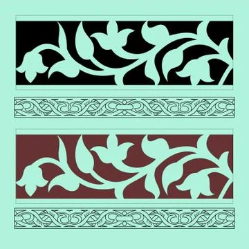 Border Laser cut cnc panel design for metal, wooden room divider. Illustrazione stock