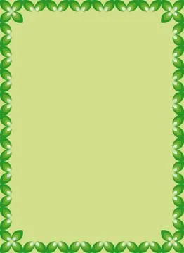 Border with leaves on green background Stock Illustration