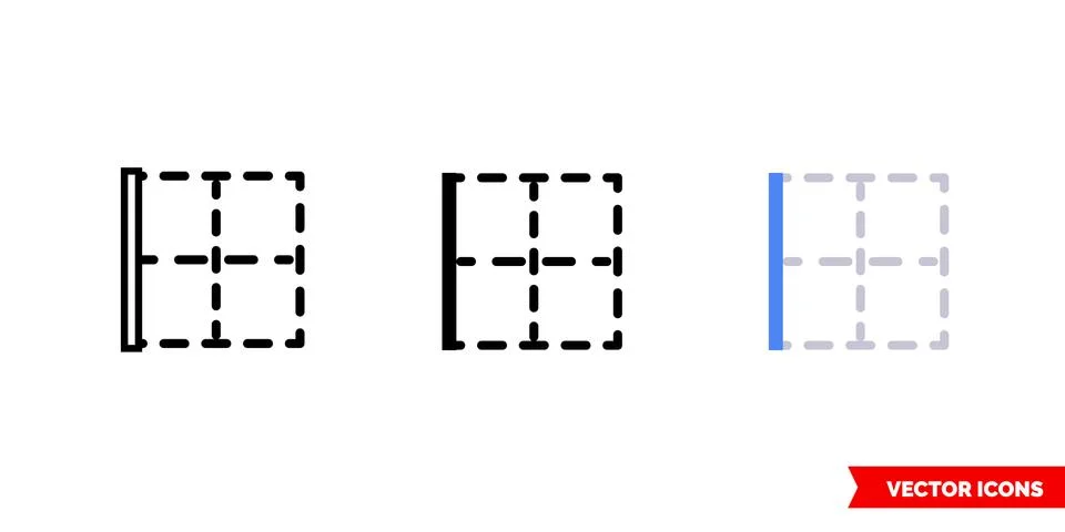 Border left icon of 3 types color, black and white, outline. Isolated vector  Stock Illustration