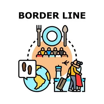 Border line concept with migrant arriving and reuniting Ilustração Stock
