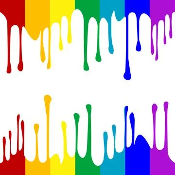 Border made of flowing rainbow colored liquid Stock Illustration