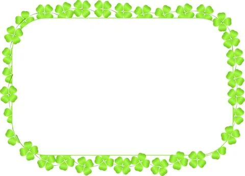 Border made of four-leaf clovers isolated on a white background Stock Illustration