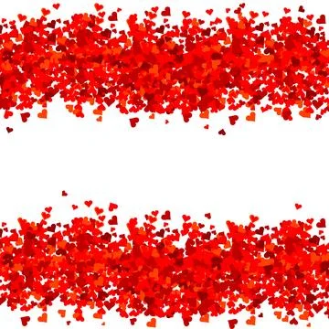 Border made of hearts in shades of red Stock Illustration