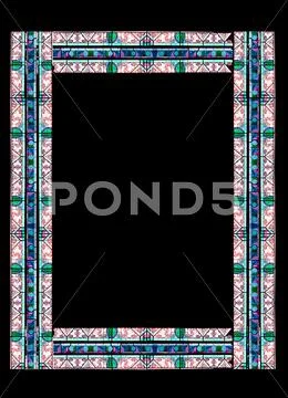 Border made of stained glass with floral motifs with clipping path Stock Illustration