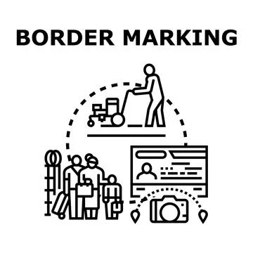 Border marking concept with traveler identification and customs control Ilustración de archivo