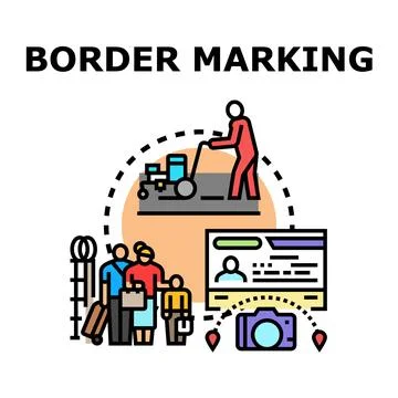 Border marking concept with traveler identification and customs control Ilustración de archivo