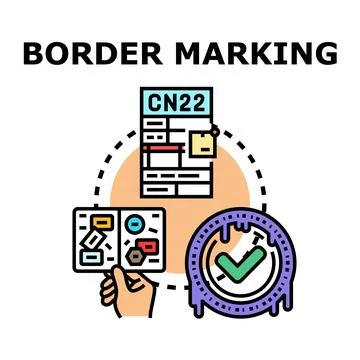 Border marking customs declaration and approval process Stock Illustration