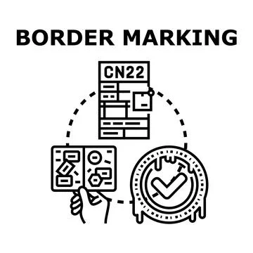 Border marking customs declaration and approval process Stock Illustration
